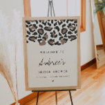 Poster AUBREE Boho Empreinte de léopard Fête des mariées<br><div class="desc">Ce panneau d'accueil de douche nuptiale comporte une goutte d'empreinte de léopard bohème avec une police manuscrite amusante. Ce panneau d'accueil est parfait pour votre safari ou douche nuptiale à thème sauvage ou peut être modifié pour tout autre événement.</div>