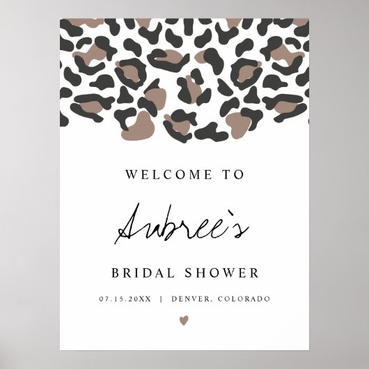 Poster AUBREE Boho Imprimé Léopard Mariage Réception de M (Devant)
