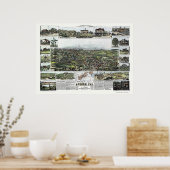 Poster Auburn, CA Carte panoramique - 1887 (Cuisine)