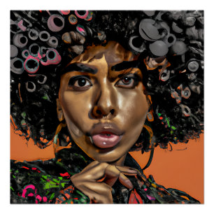 Poster Auburn Queen Orange Brown Cheveux Black Melanin Af