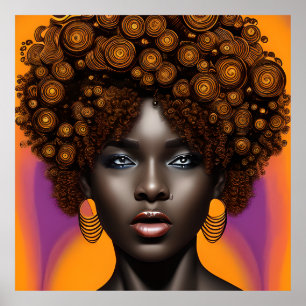 Poster Auburn Queen Orange Brown Cheveux Black Melanin Af