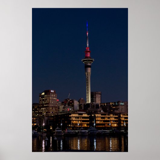 Poster Auckland night light, Sky Tower, (Devant)