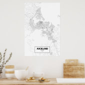 Poster Auckland, Nouvelle-Zélande (noir sur blanc) (Cuisine)