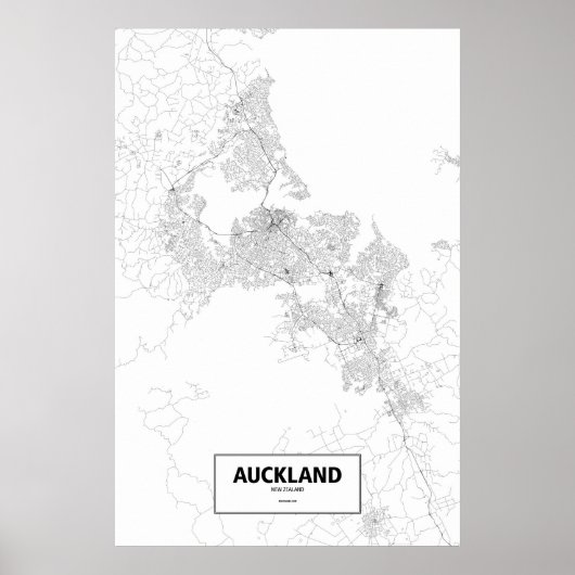 Poster Auckland, Nouvelle-Zélande (noir sur blanc) (Devant)