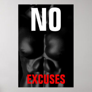 Poster Aucun Excuses Bodybuilding Fitness Art Inspiration