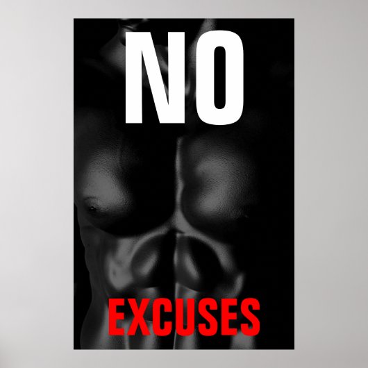 Poster Aucun Excuses Bodybuilding Fitness Art Inspiration (Devant)