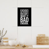 Poster Aucun Excuses - Gym, Hustle, Succès, Po Motivation (Cuisine)