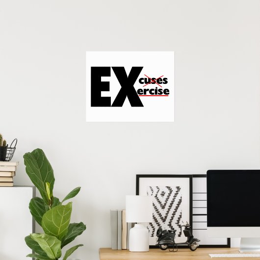 Poster Aucun Excuses Juste Exercice (Bureau à domicile)
