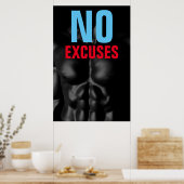 Poster Aucun Excusez Bodybuilding Fitness Motivational (Cuisine)