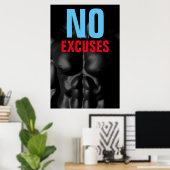 Poster Aucun Excusez Bodybuilding Fitness Motivational (Bureau à domicile)