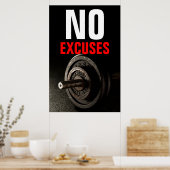 Poster Aucun Excusez Bodybuilding Inspirational Dumbell (Cuisine)