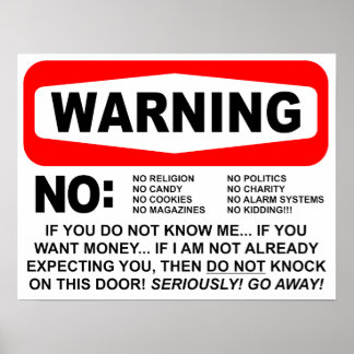 Poster Aucun panneau d'avertissement pour les solliciteur