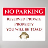 Poster AUCUN PARKING, TOAD Signer, ajouter ou modifier du (Devant)