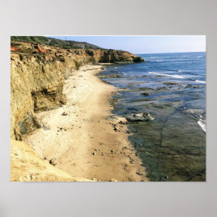 Poster Aucunes falaises de Plage-Coucher du soleil de