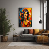 Poster Audacieuse Expressionniste Femme Portrait Abstrait