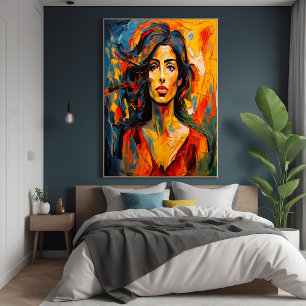 Poster Audacieuse Expressionniste Femme Portrait Abstrait