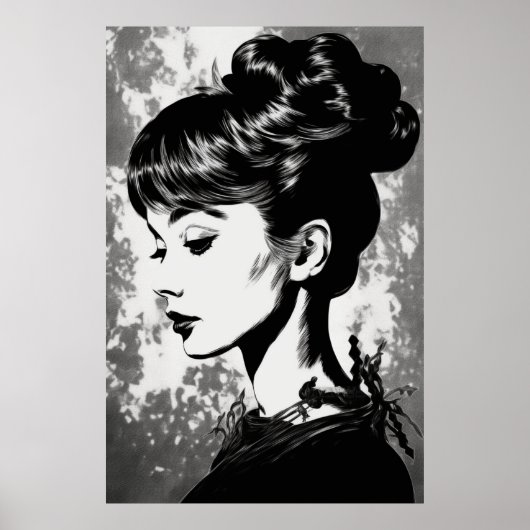Poster Audrey Hepburn Inspiré Glamor Portrait (Devant)
