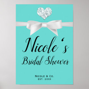 Poster Audrey Teal Blanc Bow Modern Glam Douze 16 Fête
