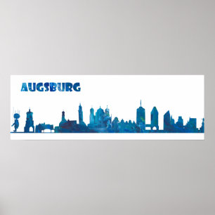 Poster Augsbourg Allemagne Skyline Silhouette
