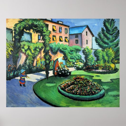 Poster Auguste Macke - Gartenbild, peinture populaire, (Devant)