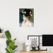 Poster Auguste Renoir Jeune fille en Casquette rose et no (Bureau à domicile)
