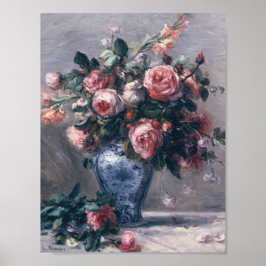 Poster Auguste Renoir - Vase De Rose (Devant)