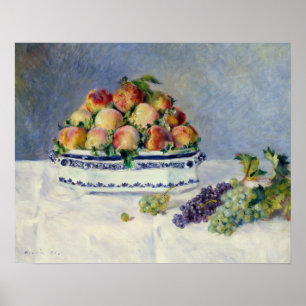 Poster Auguste Renoir - Vie morte avec pêches et raisins