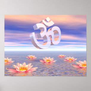 Poster Aum - om sur nénuphars - rendu 3D