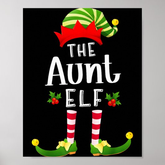 Poster Aunt Christmas Elf Matching Pajama X-mas Party  (Devant)