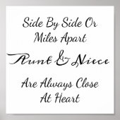 Poster Aunt & Niece Quote – Side By Side or Miles Apart (Devant)