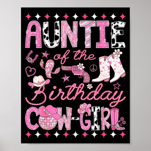 Poster Auntie Of The Birthday Cowgirl Nk Rodeo Western Di (Devant)