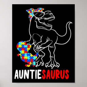 Poster Auntiesaurus T Rex Dinosaure Autisme Sensibilisati