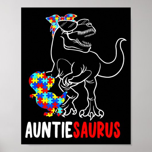 Poster Auntiesaurus T Rex Dinosaure Autisme Sensibilisati (Devant)