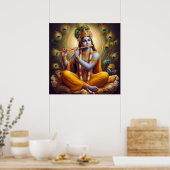 Poster Aura de paon Krishna Flûte Art divin (Cuisine)