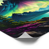 Poster Aurora au-dessus du lac Mountain (Coin)