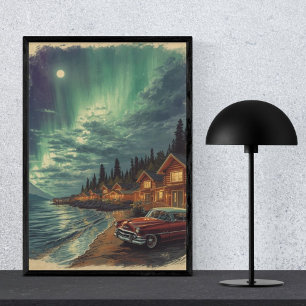 Poster Aurora Bay - Aurores Boréales Rétro Vintage