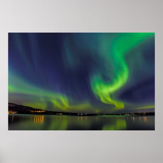 Poster Aurora borealis au-dessus d'un lac (Devant)