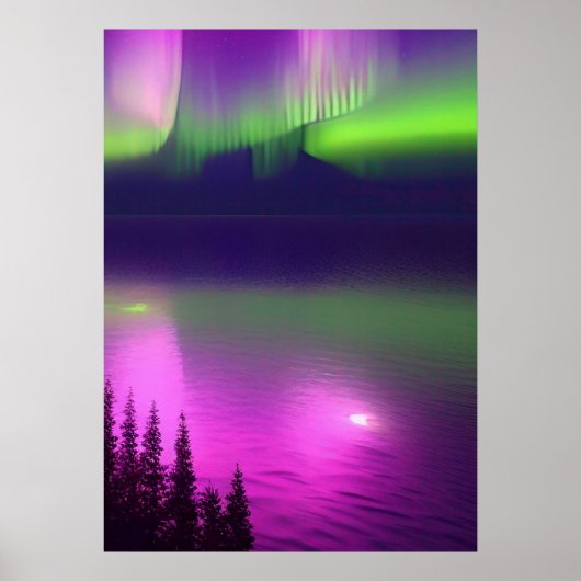 Poster Aurora Borealis sur l'eau (Devant)