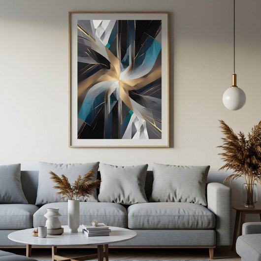 Poster Aurora géométrique dorée