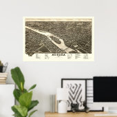 Poster Aurora, IL Carte panoramique - 1882 (Bureau à domicile)