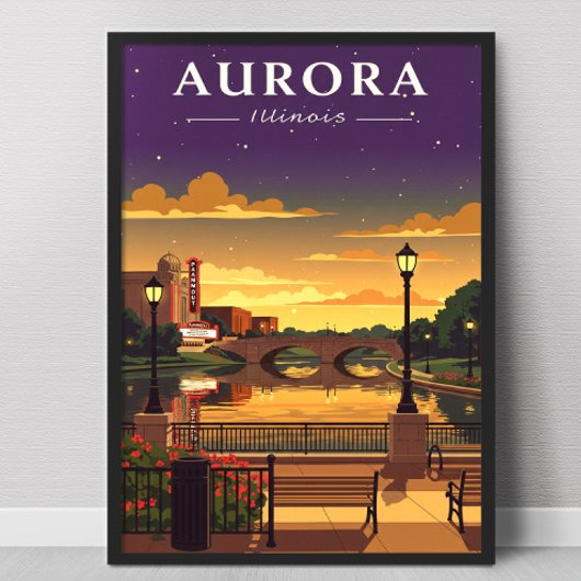 Poster Aurora Illinois vintage