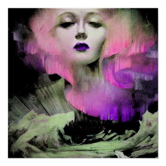 Poster Aurora par Clive Henry nuit rose violet (Devant)