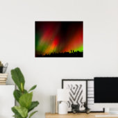Poster Aurore boréale et arbres (Bureau à domicile)