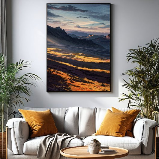 Poster Aurore dans les montagnes