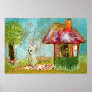 Poster Auspicious Day, Whimsical Woodland Mouse Folk Art