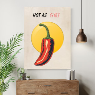 Poster Aussi chaud que du chili Cuisine Rétro Drôle