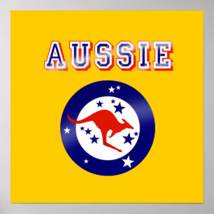 Poster Aussie Kangaroo logo emblème