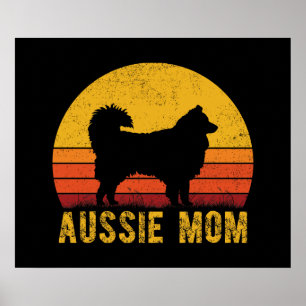 Poster Aussie Maman Australien Berger Chien Maman Vintage