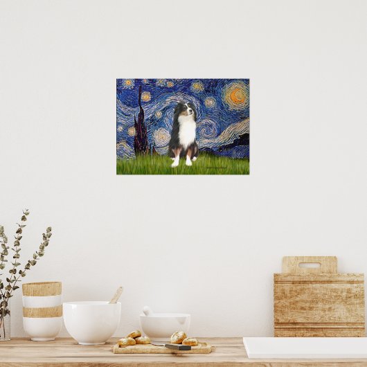 Poster Aussie Shep (Tri2) - Nuit étoilée (Cuisine)