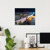 Poster Austin 360 Pennybacker Bridge À La Nuit (Bureau à domicile)